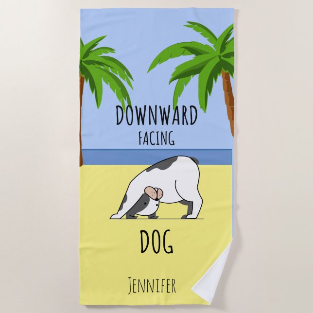 Funny Dog Beach Yoga Beach Towel (Front)