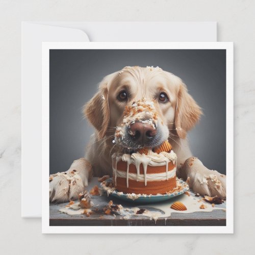 Funny dog birthday card golden retriever  invitation