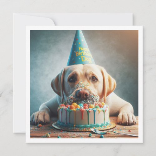 Funny dog birthday card golden retriever  invitation