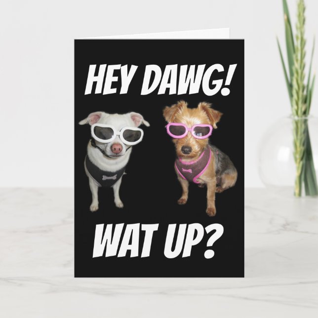 FUNNY DOG BIRTHDAY CARDS, PARTY ON! CARD (Front)
