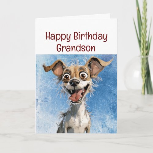 Funny Dog Birthday Grandson Kids Card