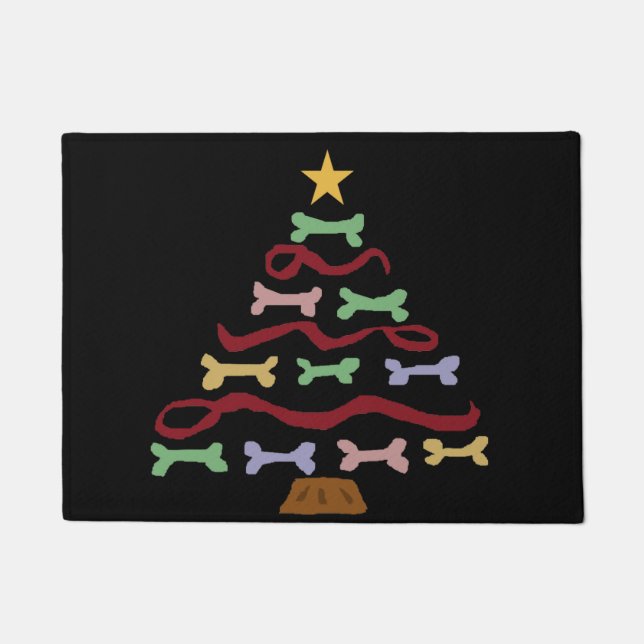 Funny Dog Biscuit Christmas Tree Art Doormat (Front)
