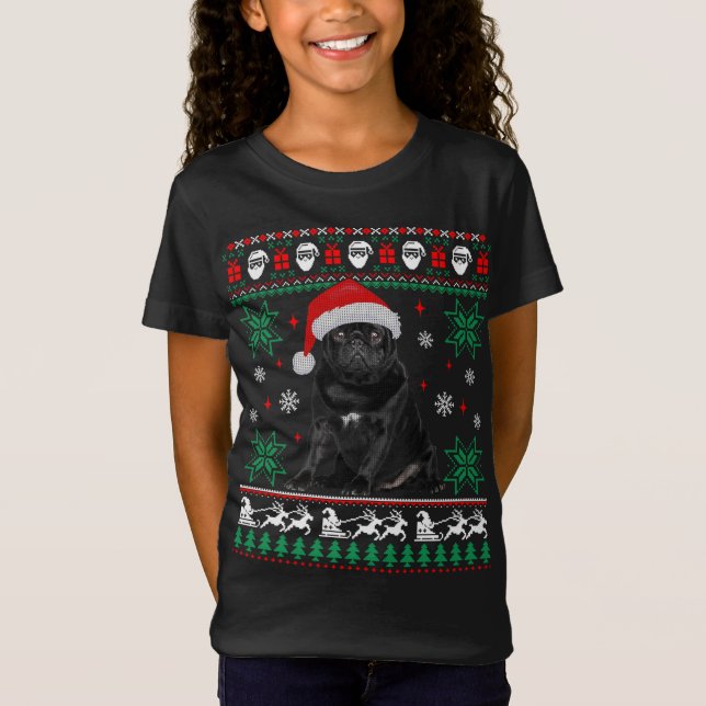 Funny Dog Black Pug Ugly Christmas Sweater (Front)