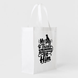 Funny Dog Boss Graphic Pet Lover Humor Grocery Bag