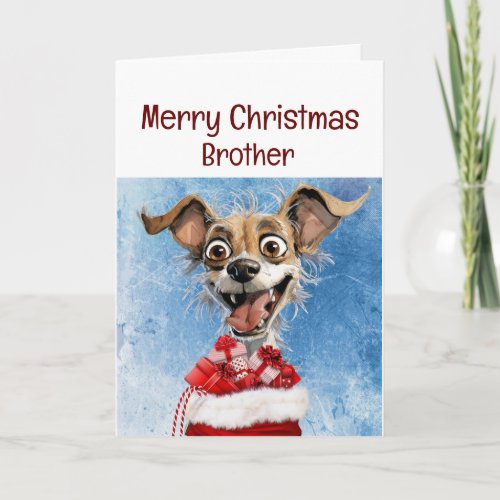 Funny Dog Brother Granddaughter Kids Christmas Card