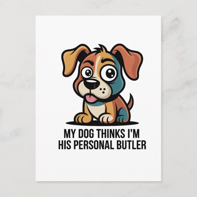 Funny Dog Butler Cartoon Quote Postcard (Front)