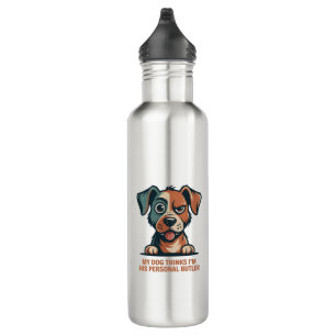Funny Dog Butler Quote Illustration Stainless Steel Water Bottle