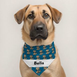 funny dog cartoon (pet name) pet bandana collar