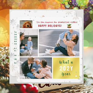 Funny Dog Cat 4 Photos Happy Holidays Pawsitive Holiday Card