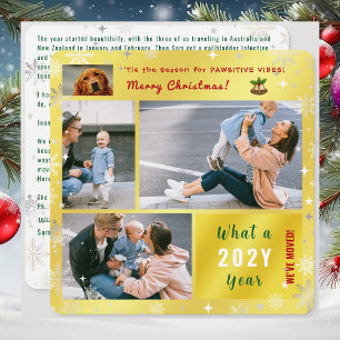 Funny Dog Cat 4 Photos New Home We've Moved Golden Holiday Card