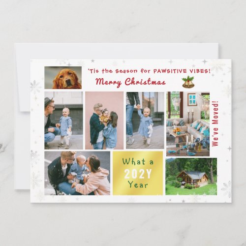 Funny Dog Cat 7 Photos Collage Weve Moved Modern Holiday Card