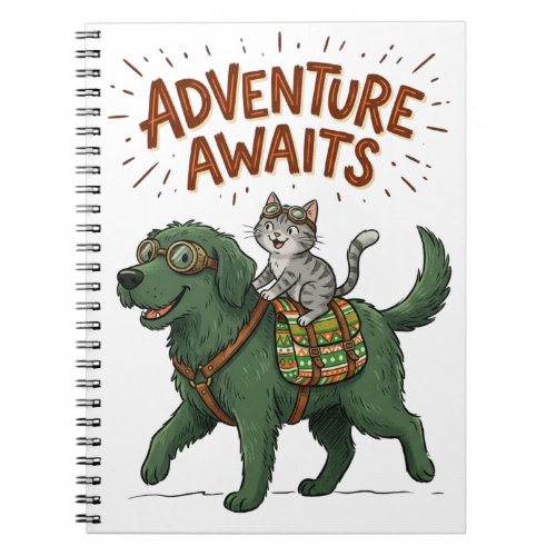 Funny Dog & Cat Adventure Awaits Notebook