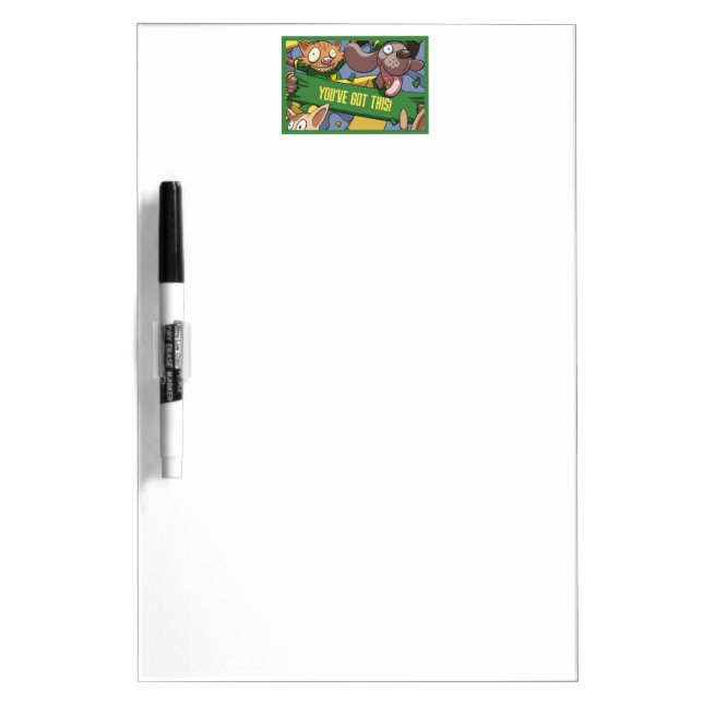 Funny Dog & Cat Motivational To Do List Cartoon Dry Erase Board (Front)