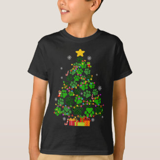 Funny Dog Cat Paws Christmas Tree Xmas Lights Anim T-Shirt