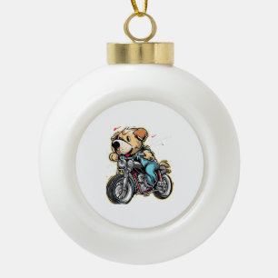 funny dog ceramic ball christmas ornament