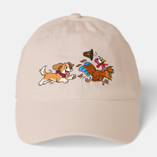 Funny Dog Chasing Turkey Thanksgiving Hat