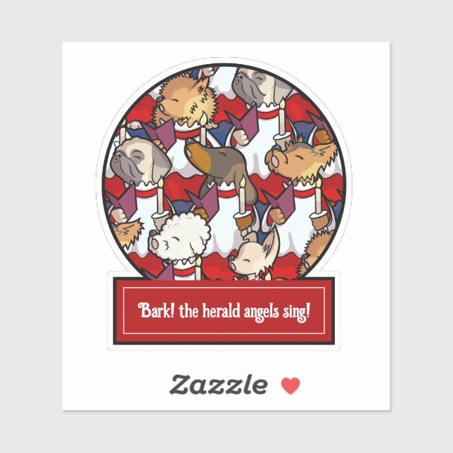 Funny Dog Choir Christmas Carol Pug Pun Cartoon Sticker (Sheet)