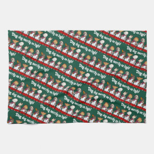 Funny Dog Choir Ding Dog Xmas Carol Pun Cartoon Kitchen Towel
