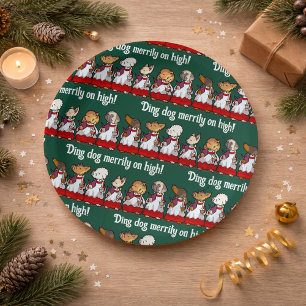 Funny Dog Choir Ding Dog Xmas Carol Pun Cartoon Paper Plates