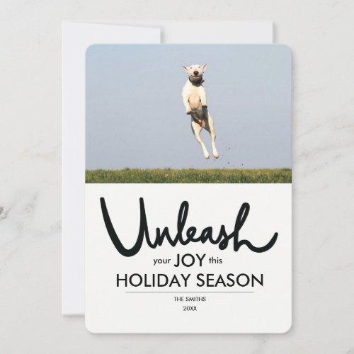 Funny Dog Christmas Photo Card  Unleash Your Joy