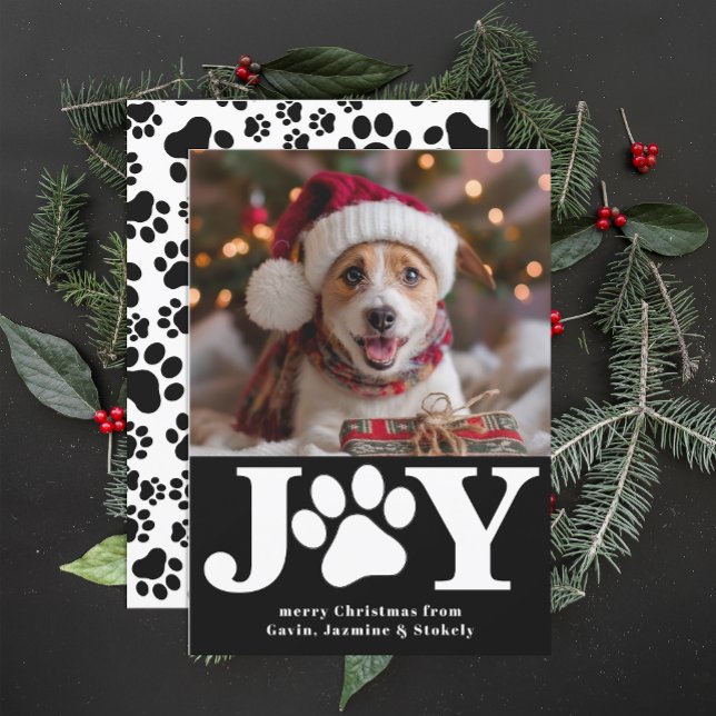 Funny Dog Christmas Picture Personalized Photo Joy Holiday Card (Creator Uploaded)