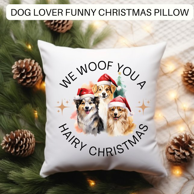 Funny Dog Christmas Throw Pillow (Creator Uploaded)