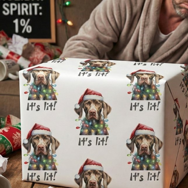 Funny Dog Christmas Wrapping Paper – String Lights (Creator Uploaded)