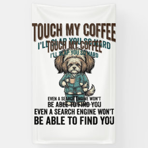 Funny Dog Coffee Warning Vintage Engraving Design_ Banner