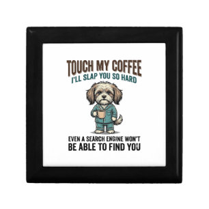 Funny Dog Coffee Warning Vintage Engraving Design_ Gift Box