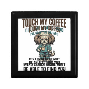 Funny Dog Coffee Warning Vintage Engraving Design_ Gift Box