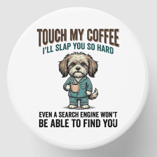 Funny Dog Coffee Warning Vintage Engraving Design_ Mini Candle Favors