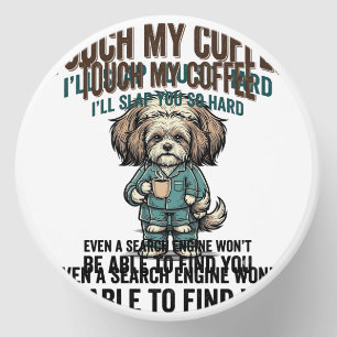 Funny Dog Coffee Warning Vintage Engraving Design_ Mini Candle Favors