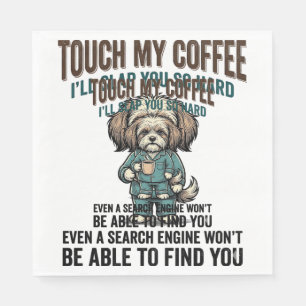 Funny Dog Coffee Warning Vintage Engraving Design_ Napkins
