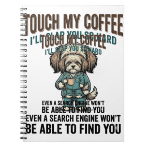 Funny Dog Coffee Warning Vintage Engraving Design_ Notebook