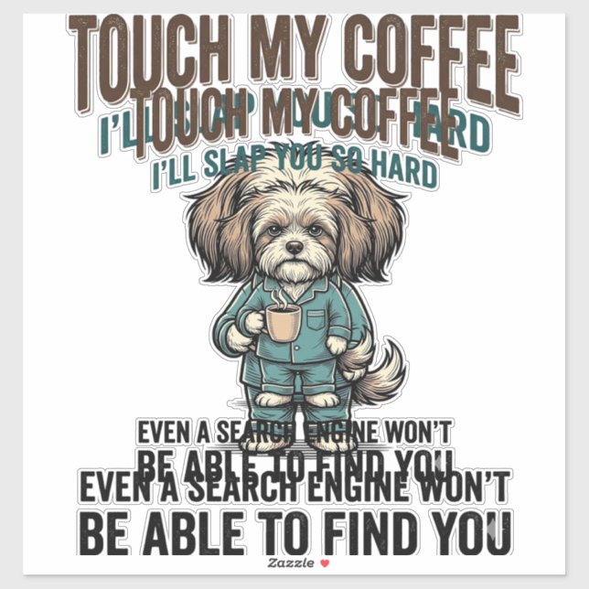 Funny Dog Coffee Warning Vintage Engraving Design_ Sticker (Sheet)