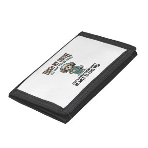 Funny Dog Coffee Warning Vintage Engraving Design_ Trifold Wallet