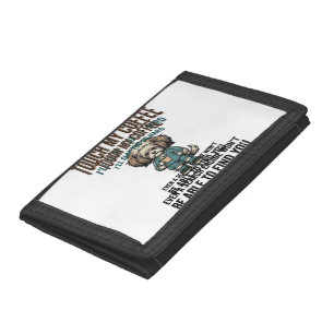 Funny Dog Coffee Warning Vintage Engraving Design_ Trifold Wallet