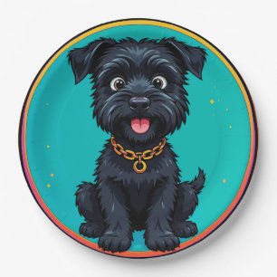 Funny Dog Colorful Digital Illustration Paper Plates