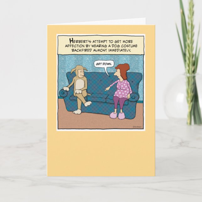 Funny Dog Costume Birthday Card (Front)