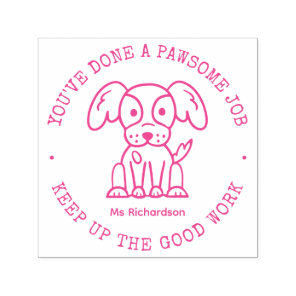 Funny Dog Cute Puppy Awesome Job Teacher Praise Self-inking Stamp