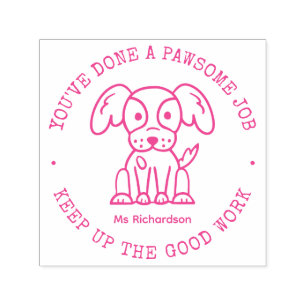 Funny Dog Cute Puppy Awesome Job Teacher Praise Self-inking Stamp