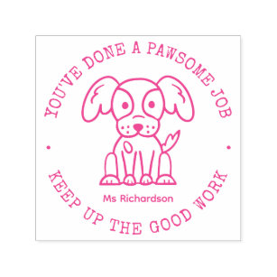 Funny Dog Cute Puppy Awesome Job Teacher Praise Self-inking Stamp