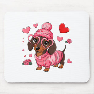 Funny Dog Dachshund Valentines Heart Dog Lover Men Mouse Pad