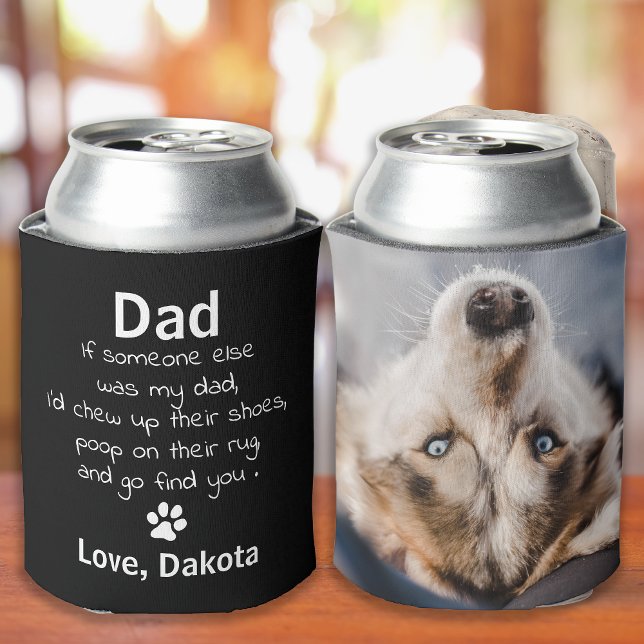 Funny Dog Dad Personalized Pet Photo Can Cooler (Creator Uploaded)