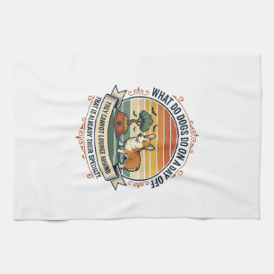 Funny Dog Day Off Vintage Engraving Quote Shirt_1 Kitchen Towel