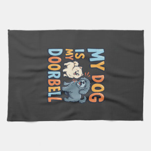 Funny Dog Doorbell Pet Lover Kitchen Towel