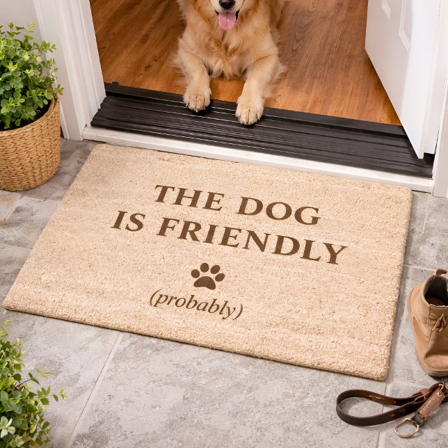 Funny Dog Doormat - The Dog Is Friendly Fiber Doormat (Creator Uploaded)