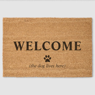 Funny Dog Doormat - Welcome The Dog Lives Here Fiber Doormat