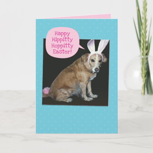 Funny Dog Dressed As Easter Bunny Easter Card (Front)
