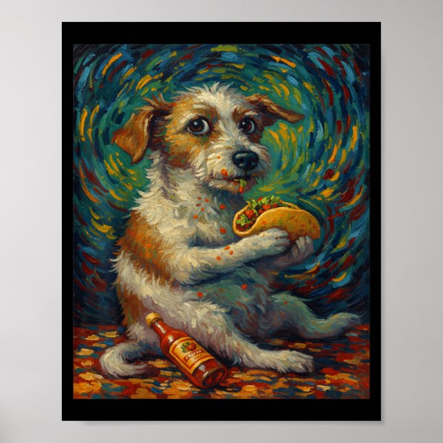 Funny Dog Eating Taco Graphic Art Design  Poster (Front)